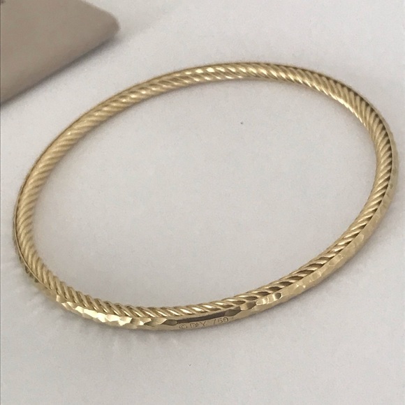 David Yurman 18k Gold Hammered Cable Bracelet - Picture 4 of 8